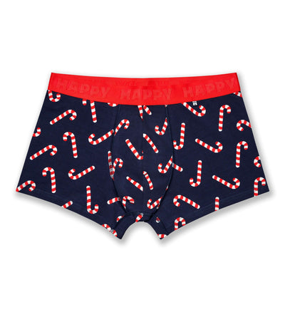 Candy Cane Boxer Shorts for Men – 1 Pack Christmas Trunks (Navy/Red)