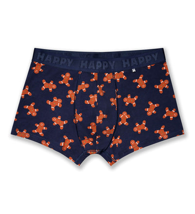 Gingerbread Boxer Shorts for Men – 1 Pack Christmas Trunks (Navy)