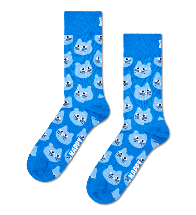Happy Socks Cat Face Socks, Blue