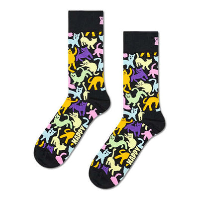 Happy Socks Colourful Cat Socks, Black