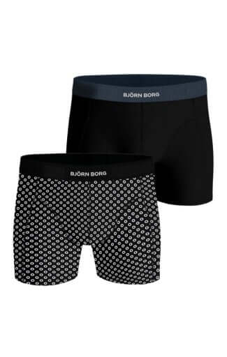 Bjorn Borg 2-Pack Premium Organic Cotton Stretch Men's Boxers - Black/Black Print