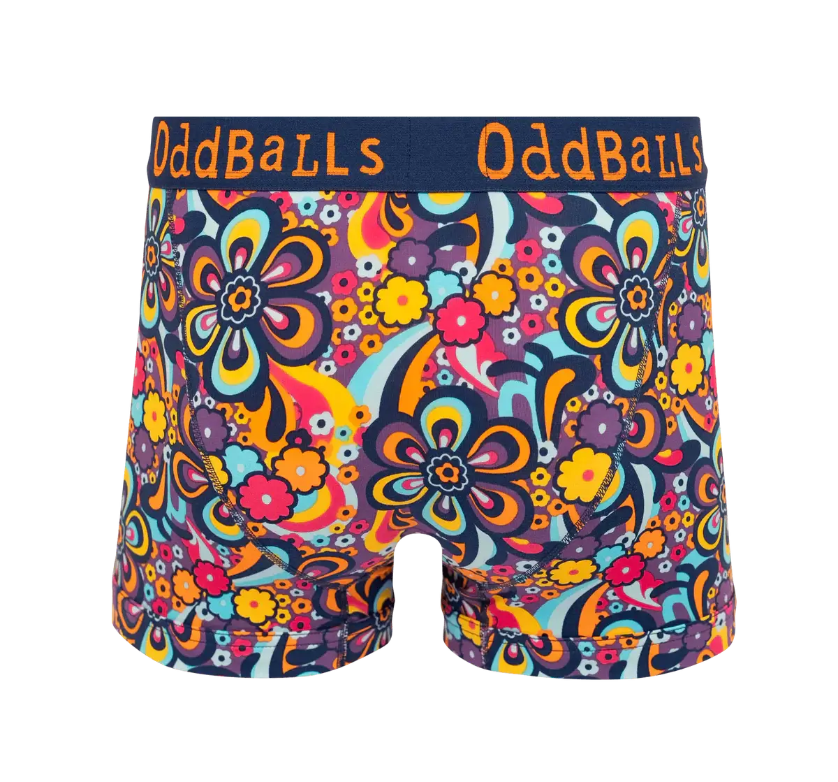 OddBalls Peace & Love Men’s Cotton Boxer Shorts – Colourful Print Underwear
