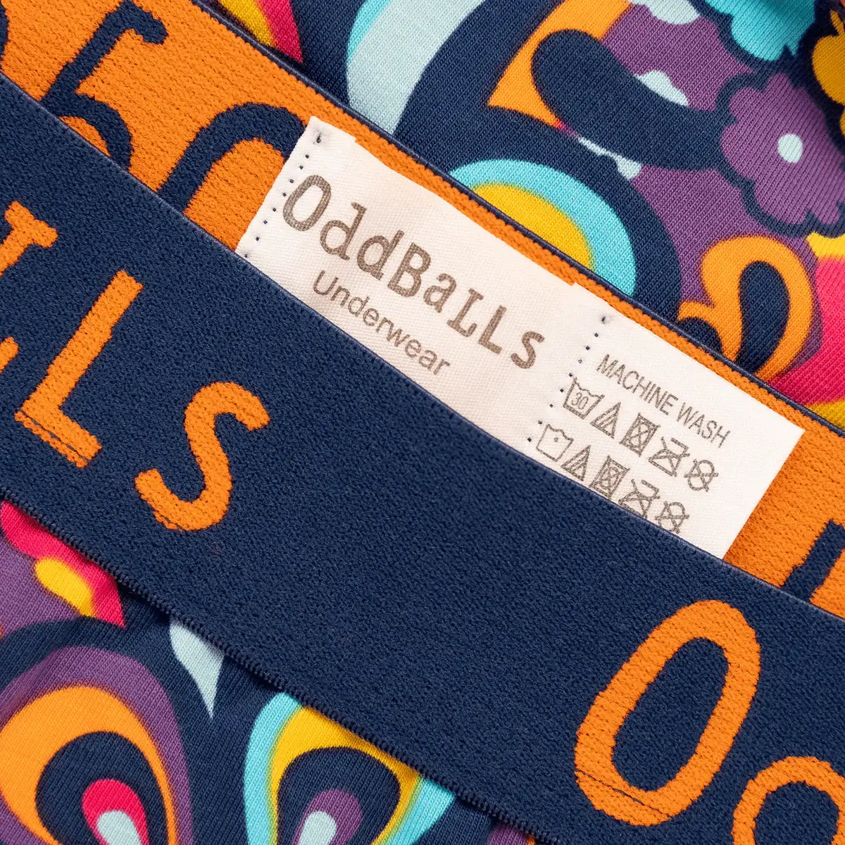 OddBalls Peace & Love Men’s Cotton Boxer Shorts – Colourful Print Underwear