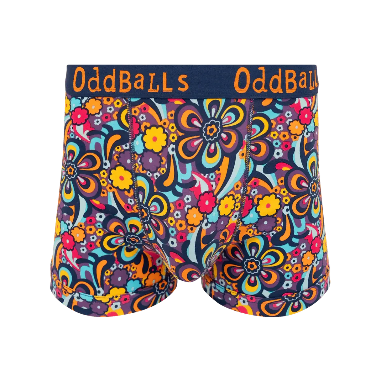 OddBalls Peace & Love Men’s Cotton Boxer Shorts – Colourful Print Underwear