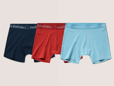 Panos Emporio Bamboo Boxer Briefs 3 Pack – Navy / Red / Water