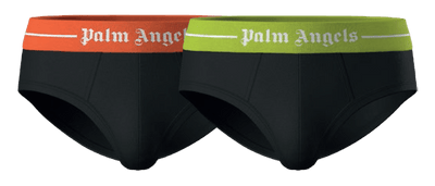Palm Angels Core Logo Low Rise Briefs 2 Pack - Black, Multi