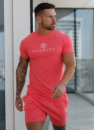 Gym King Pro Jersey Tee Coral – Men’s Regular Fit Training T-Shirt