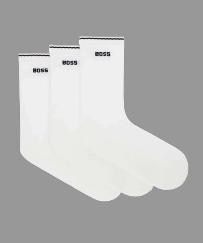 BOSS 3 Pack Men's Quarter Rib Stripe Socks - Cotton Rich