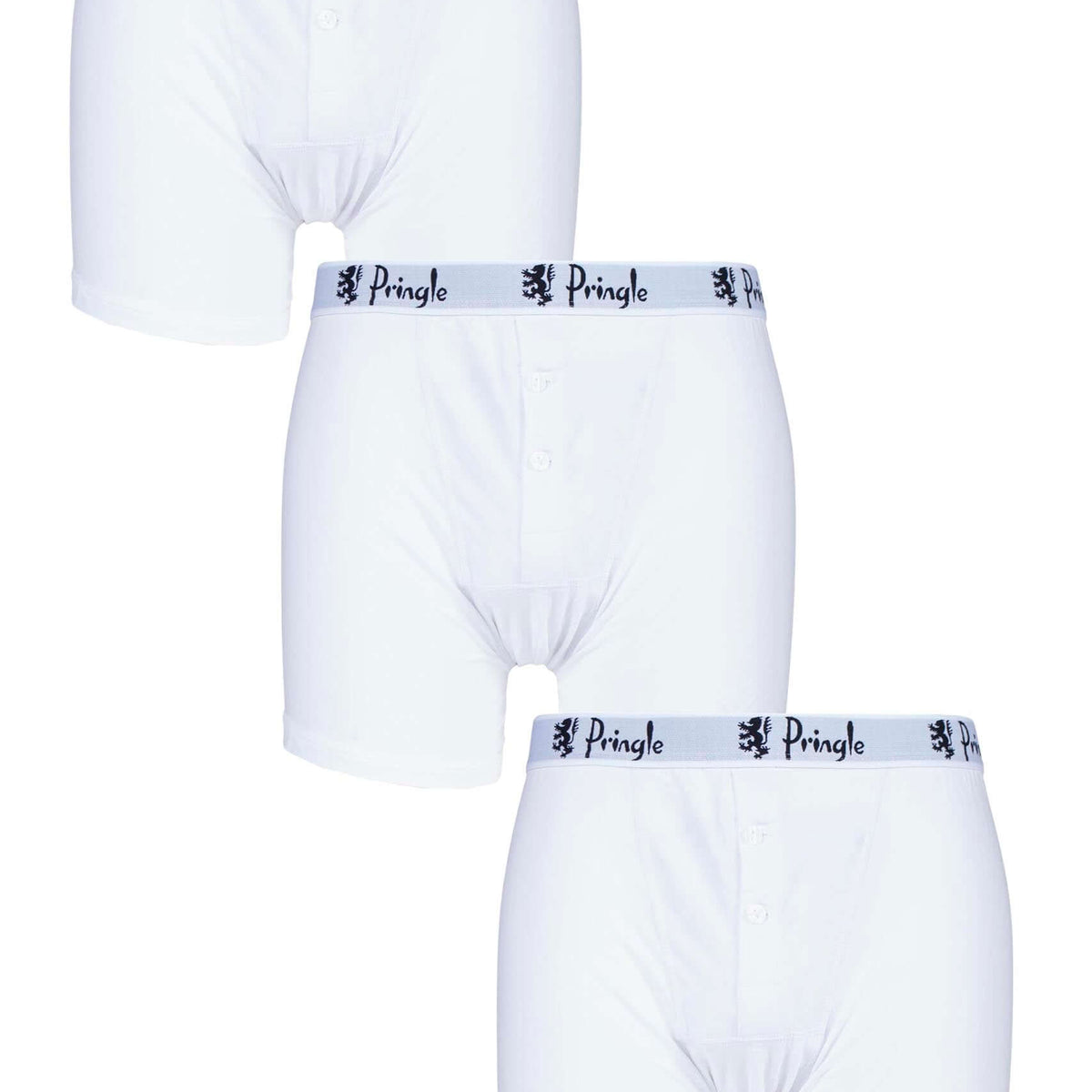 Pringle 3 Pack William Button Front Cotton Stretch Boxers – White/Black ...