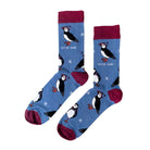 Bare Kind - Save the Puffins Bamboo Socks - Blue with Burgandy
