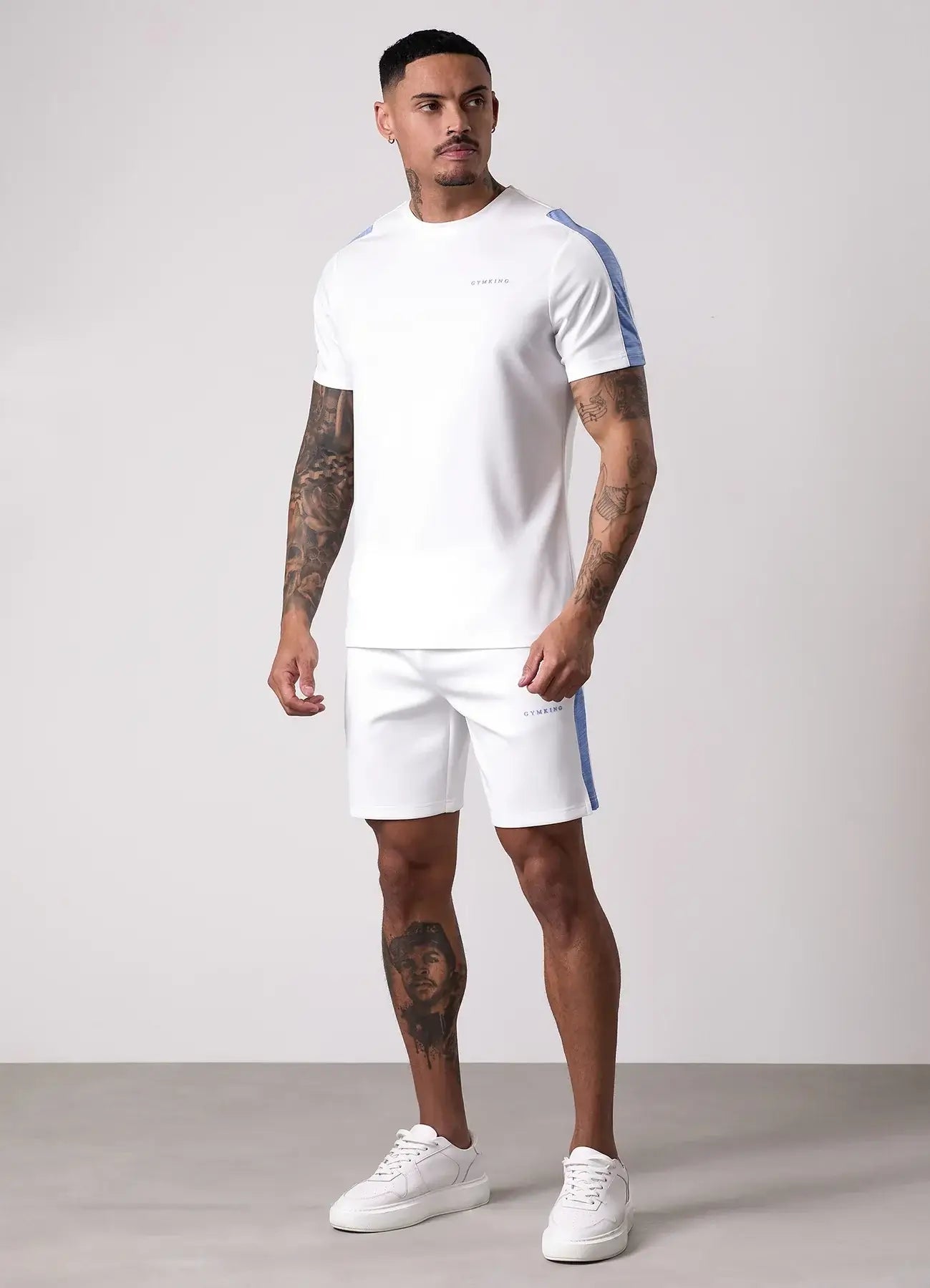Gym King Core Plus Poly 2.0 Shorts - White/Provence Blue