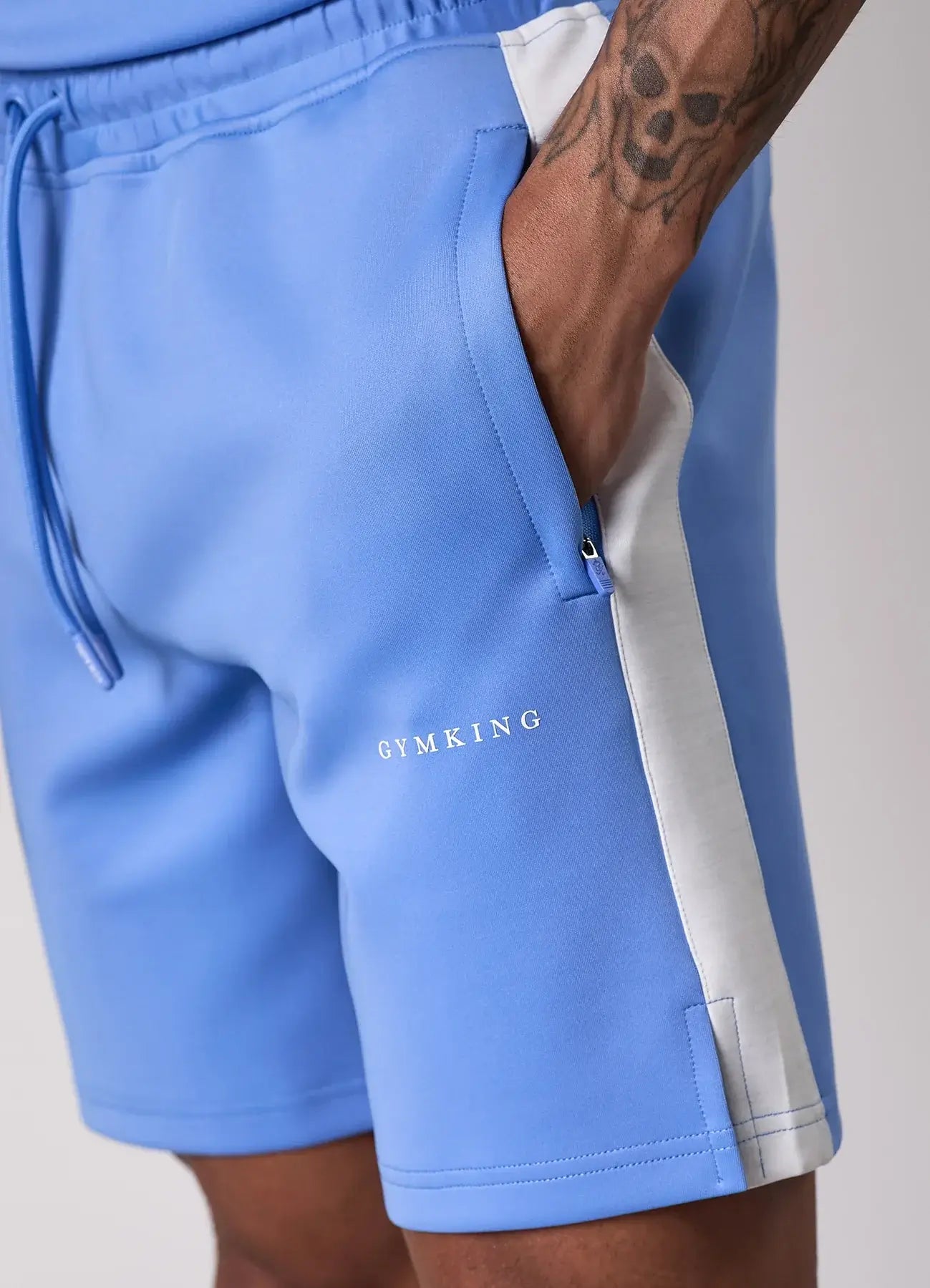 Gym King Core Plus Poly 2.0 Shorts - Provence Blue/White