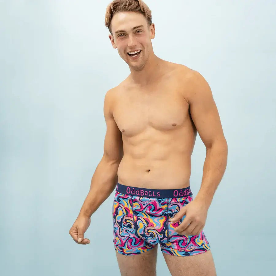 OddBalls Ripple Men’s Cotton Boxer Shorts – Wave Print Underwear