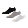 Lee Unisex 3 Pack Ash Invisible Socks - White/Black/Grey