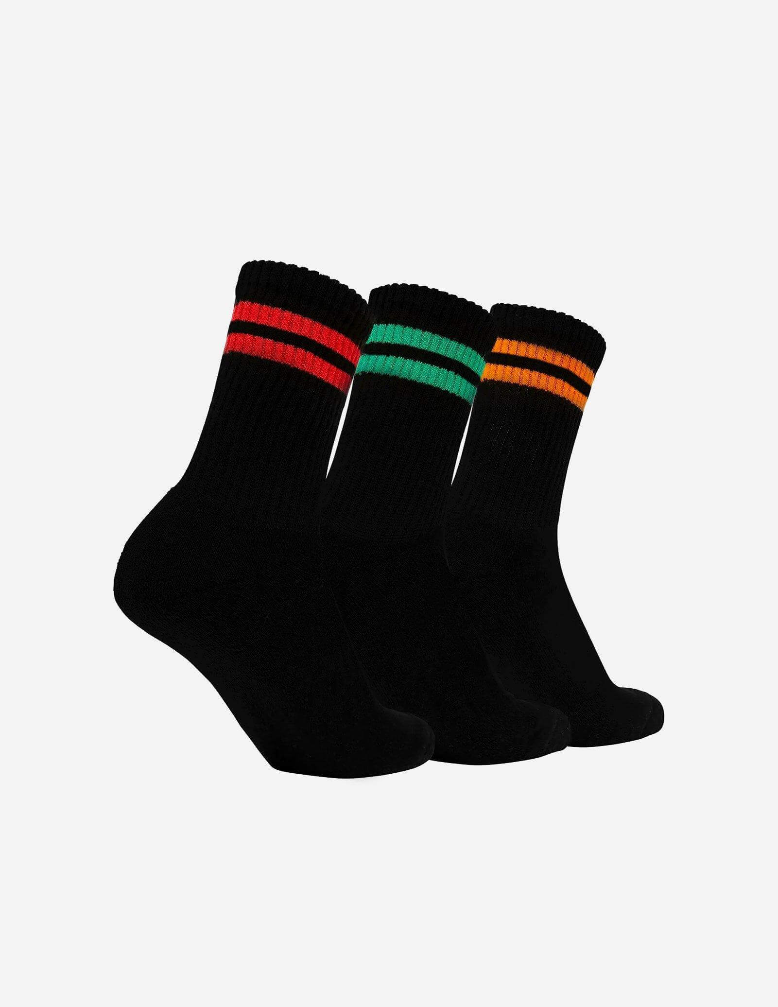Ellesse Pullo 3 Pack Socks - Black with color stripe