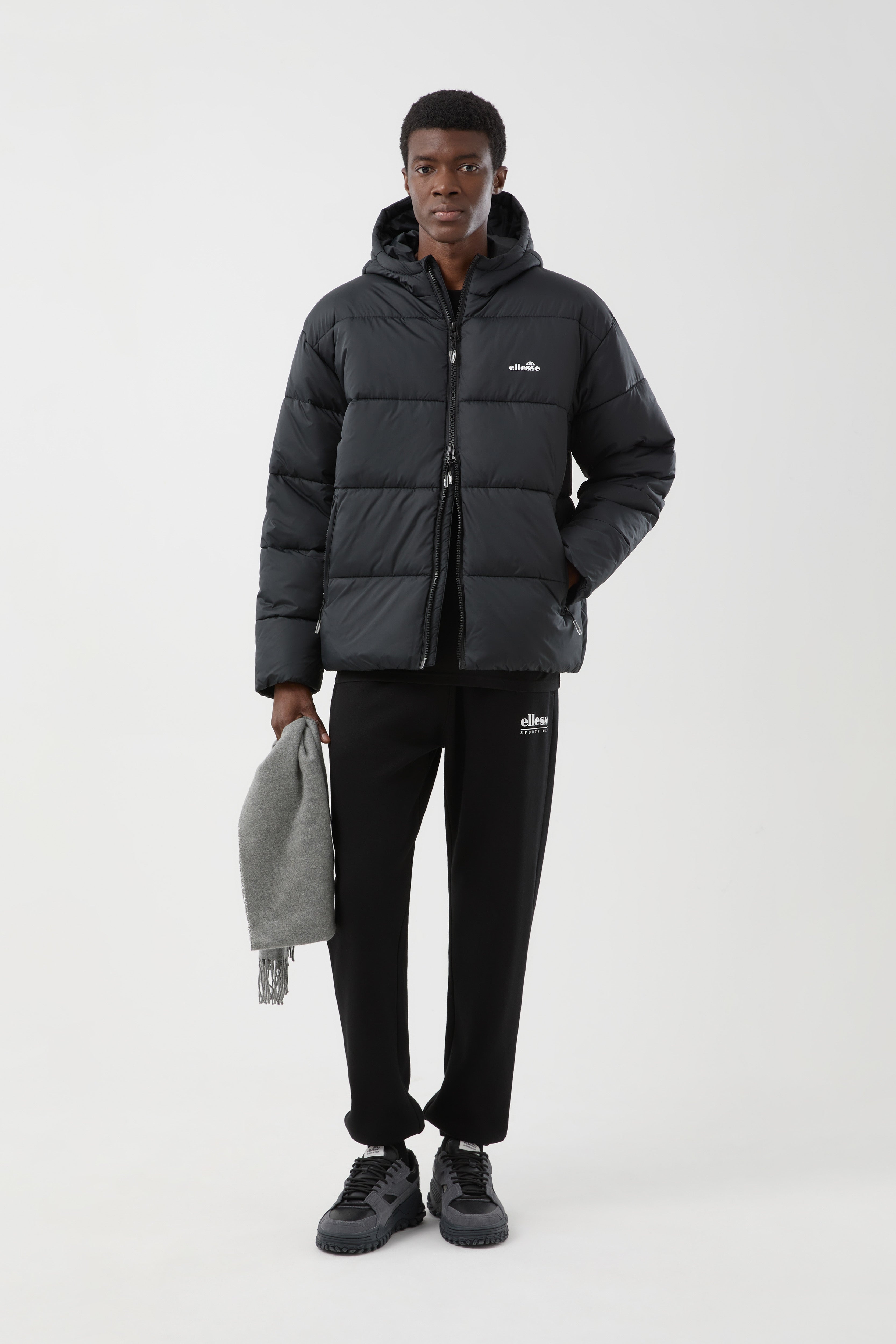 Ellesse Ascari 2 Padded Jacket in Black – worn view