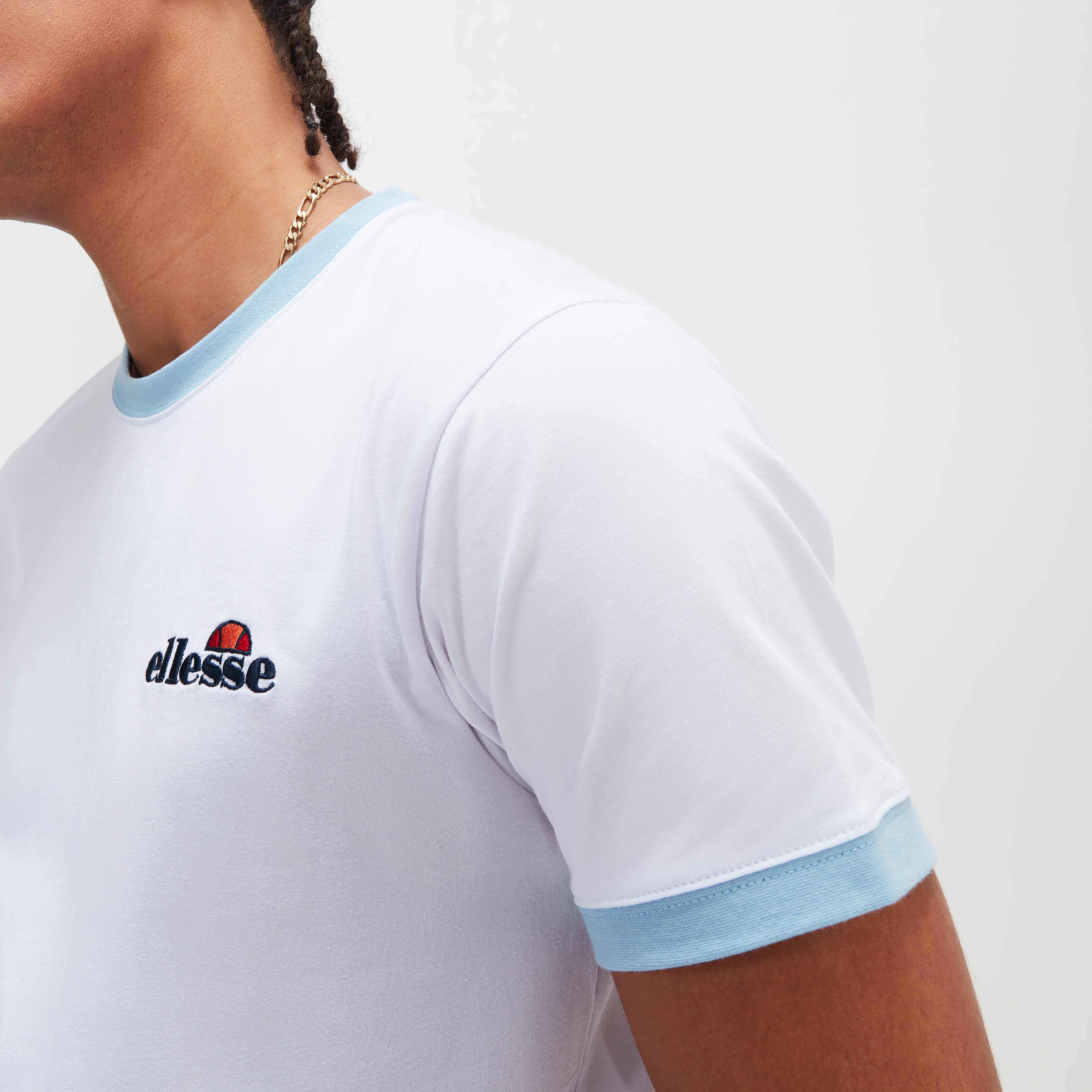 Ellesse Men's Meduno Tee - White / Light Blue T-Shirt