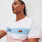 Ellesse Men's Blockadi Tee - White/Light Pink/Light Blue T-Shirt