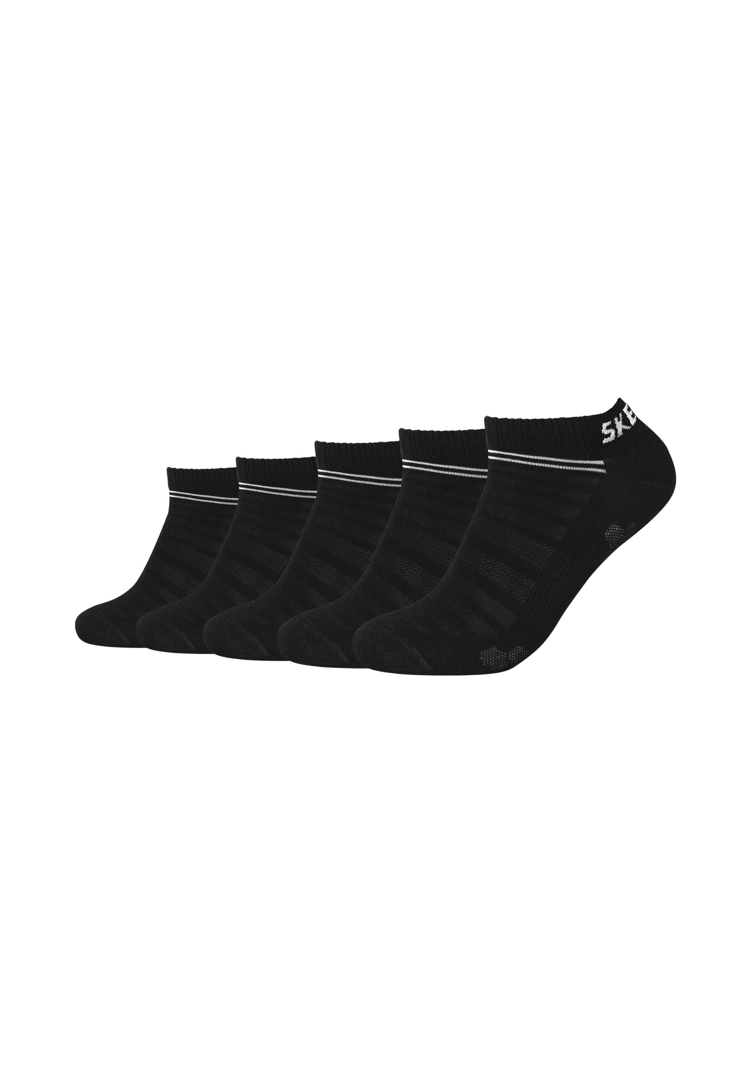 Skechers Organic Cotton Mesh Ventillation 5 Pack Sneaker Socks - Black
