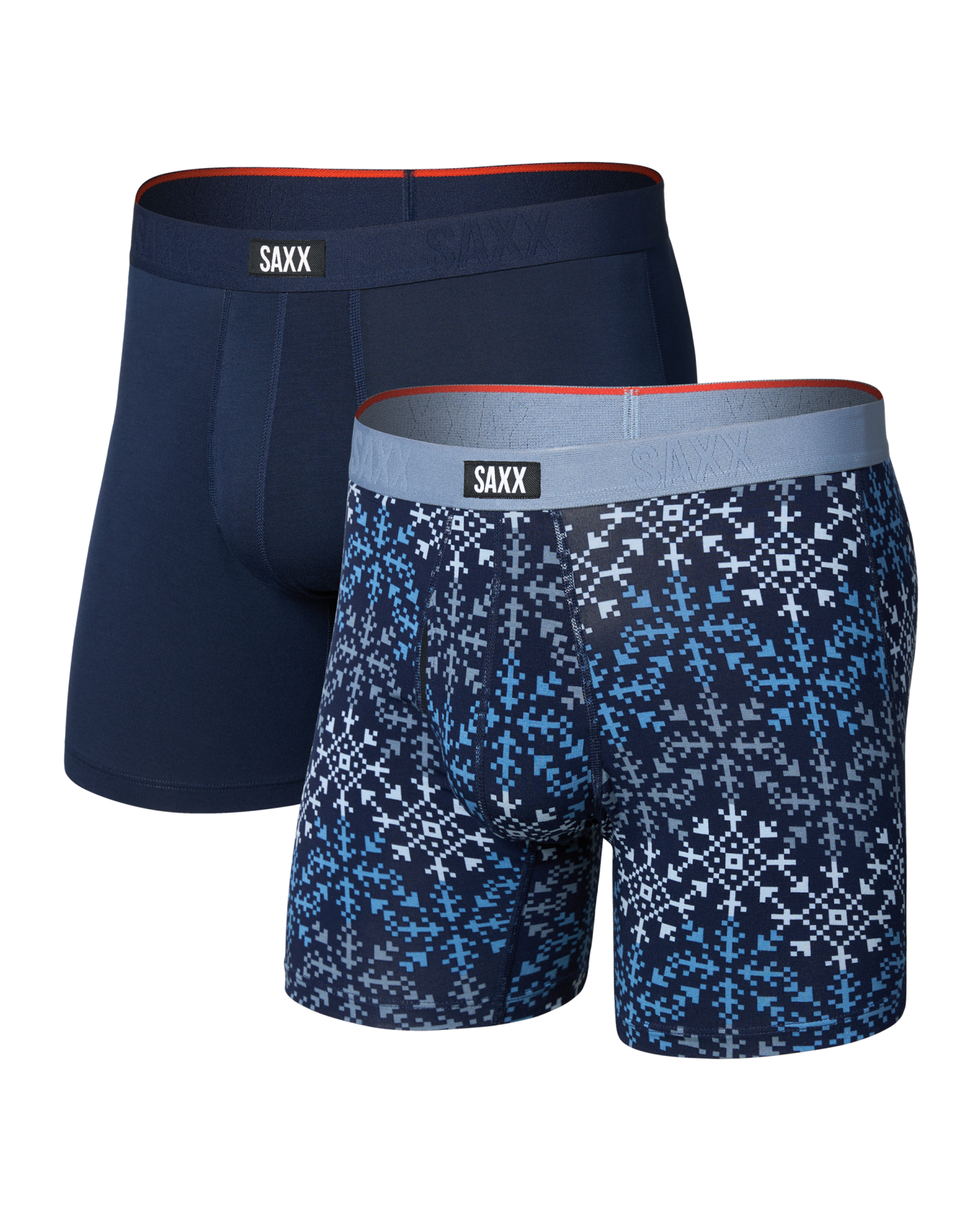 SAXX Vibe Xtra 2-Pack Soft Comfort Boxer Brief 6" – Snowflake Chevron / Maritime