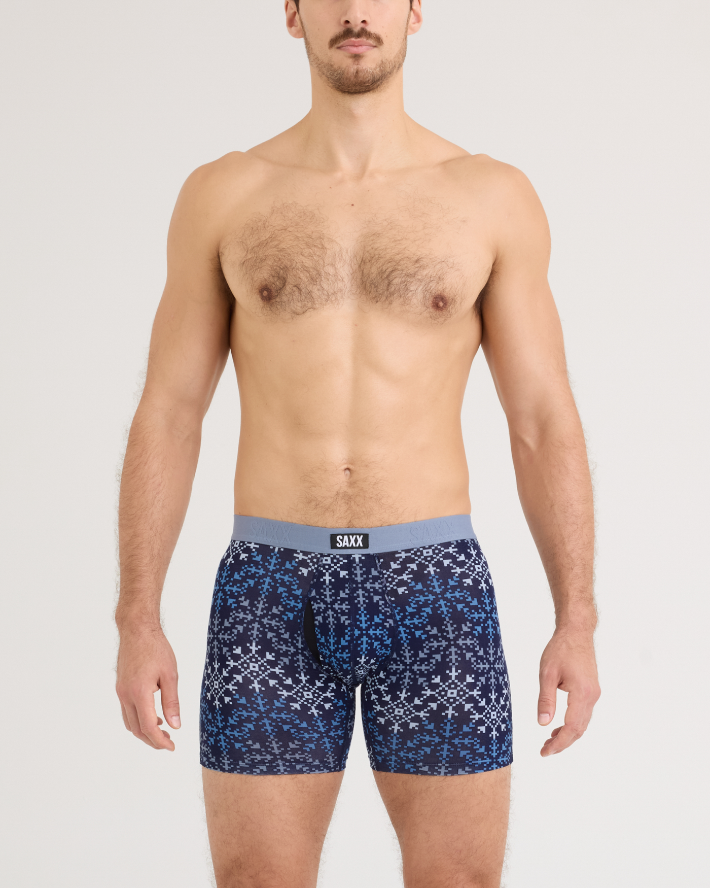 SAXX Vibe Xtra Snowflake Chevron / Maritime – front model view