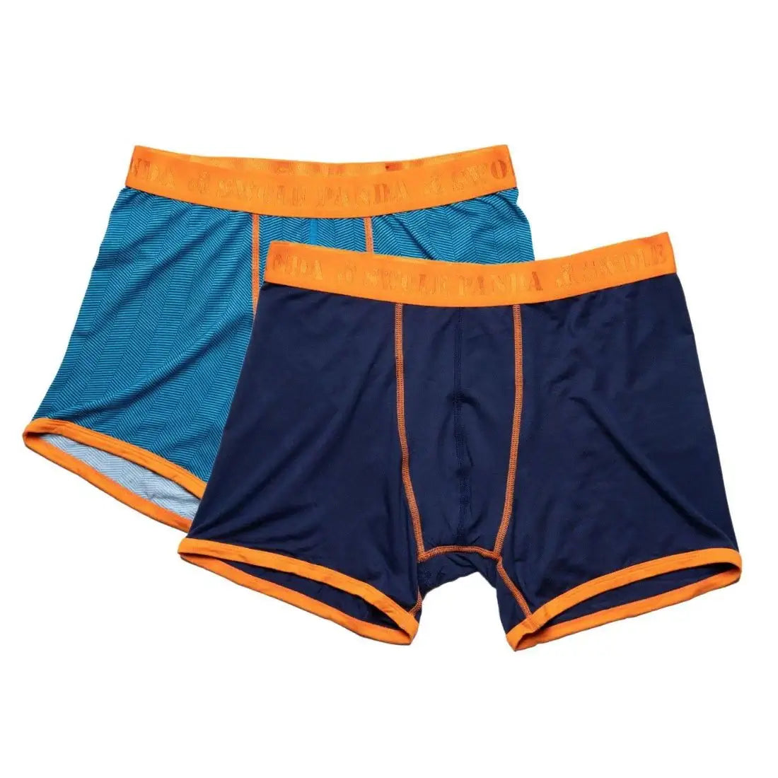 Swole Panda Bamboo Boxers 2 Pack Trunks - Navy / Blue Herringbone ...