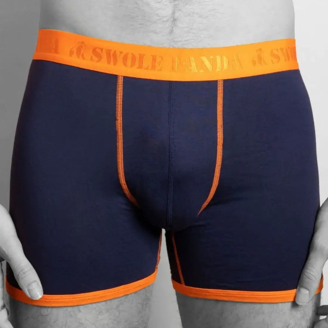Swole Panda Bamboo Boxers 2 Pack Trunks - Navy / Blue Herringbone