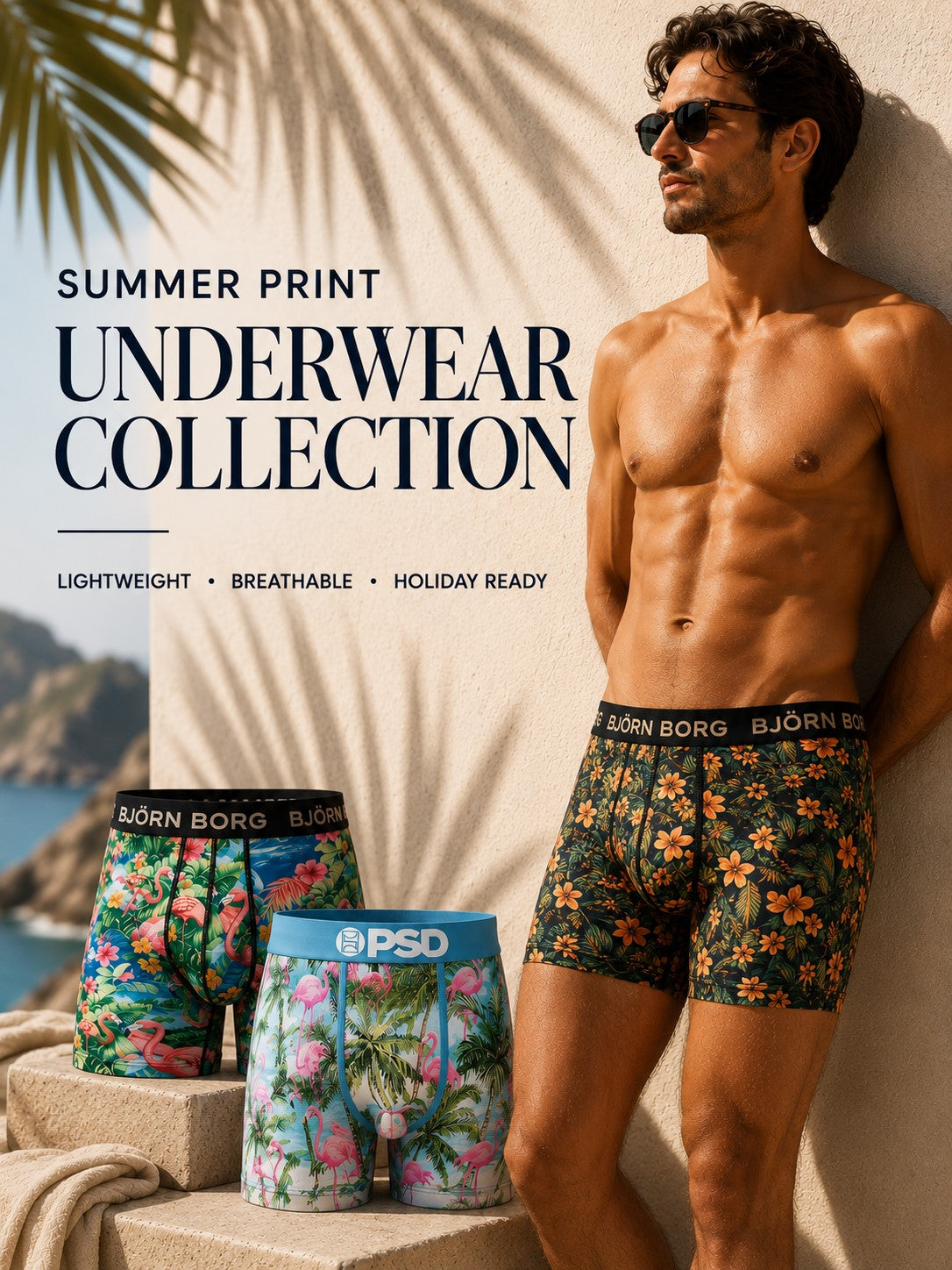 Men’s summer print underwear – Calvin Klein, Björn Borg, PSD, SAXX boxer briefs and trunks cotton breathable mesh