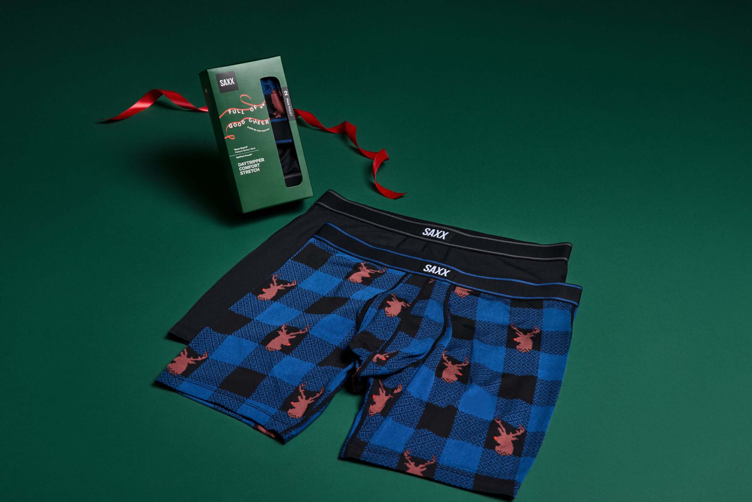 SAXX Daytripper Comfort Stretch 2 Pack Boxer Brief 6" – Nose So Brite / Black