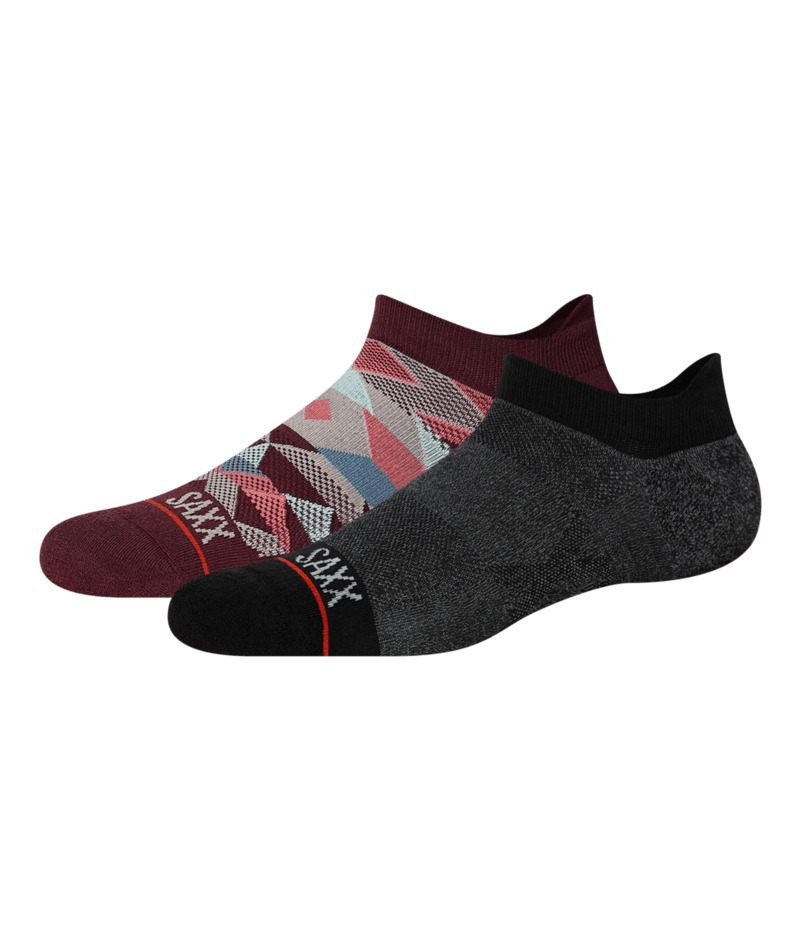 Saxx Whole Pakage Low Show 2 Pack Socks - Park Lodge Geo / Black Hthr