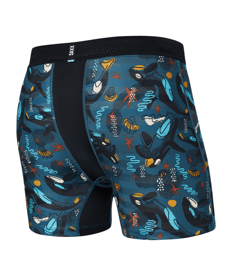 Saxx Underwear DROPTEMP™ Cool Mesh 1 Pack Boxer Briefs Whale Watch Storm - Blue
