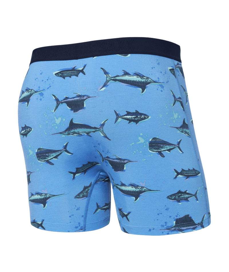 Saxx Ultra Super Soft Comfort Blend Boxer Briefs - Fish ON - Sail Blue