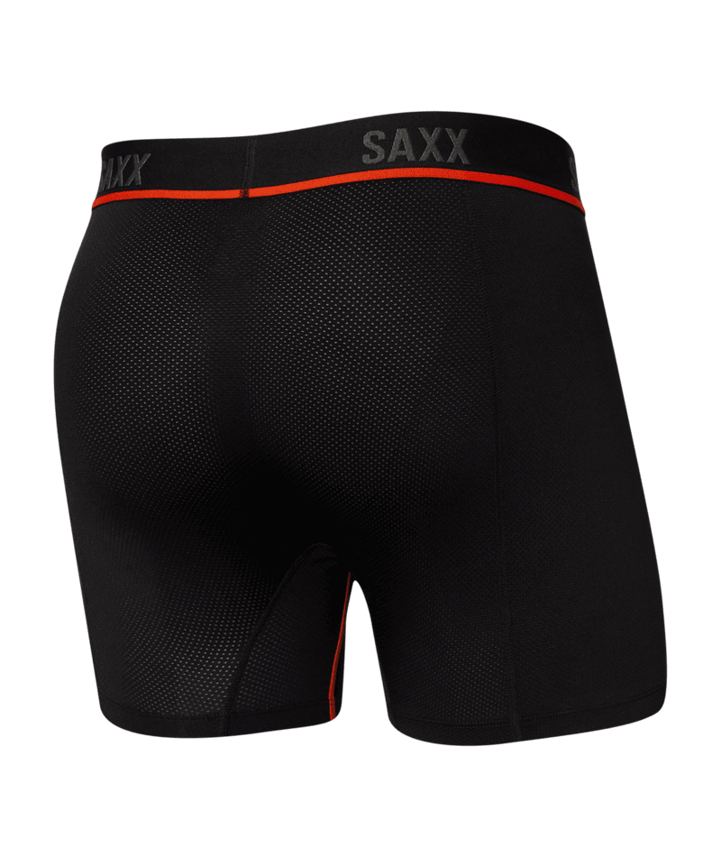 Saxx Kinetic Light Compression Mesh Boxer Briefs - Black/Vermillion
