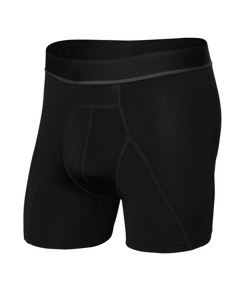 Saxx Kinetic Light Compression Mesh Boxer Briefs - Black Out