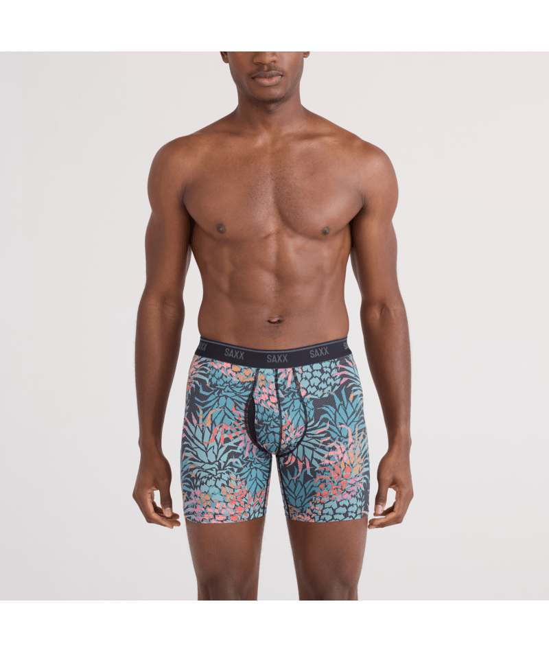 Saxx Underwear Quest Quick Dry Mesh Boxer Brief Fly - Pineapple Patch- Multi