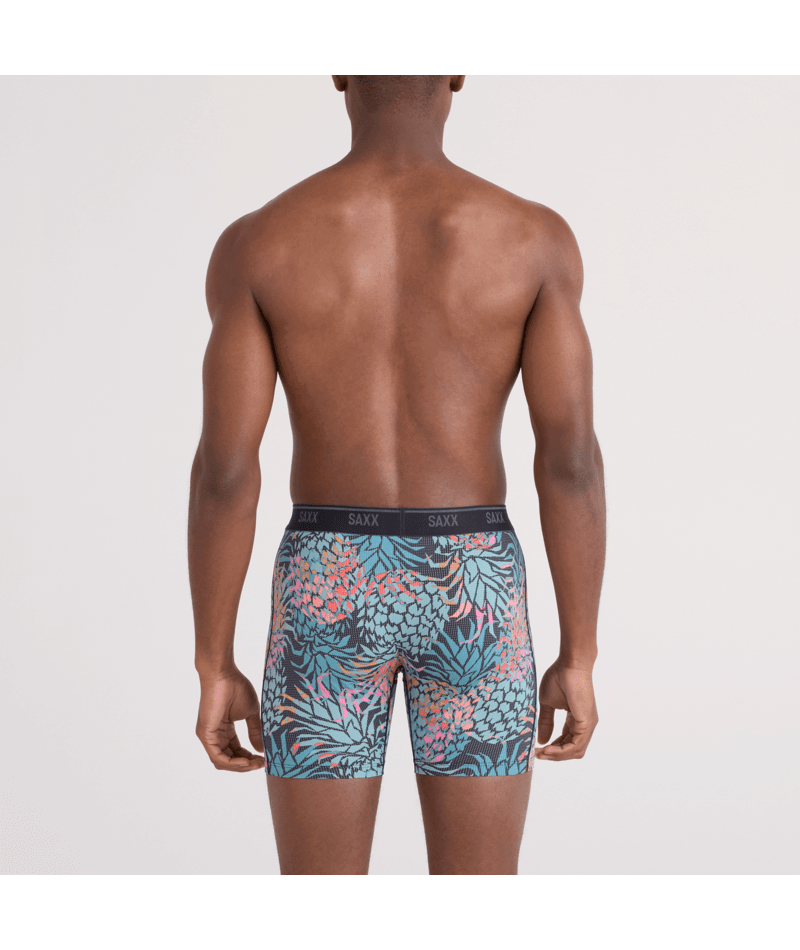 Saxx Underwear Quest Quick Dry Mesh Boxer Brief Fly - Pineapple Patch- Multi
