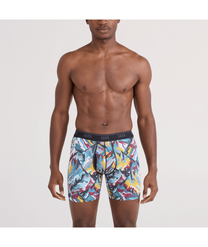 Saxx Underwear Quest Quick Dry Mesh Boxer Brief Fly - Prism Peaks, Multi