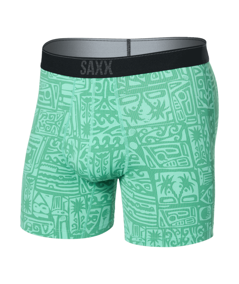Saxx Underwear Quest Quick Dry Mesh Boxer Brief Fly - Pretty Birdie Green