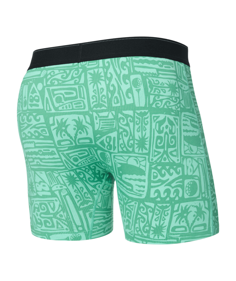 Saxx Underwear Quest Quick Dry Mesh Boxer Brief Fly - Pretty Birdie Green