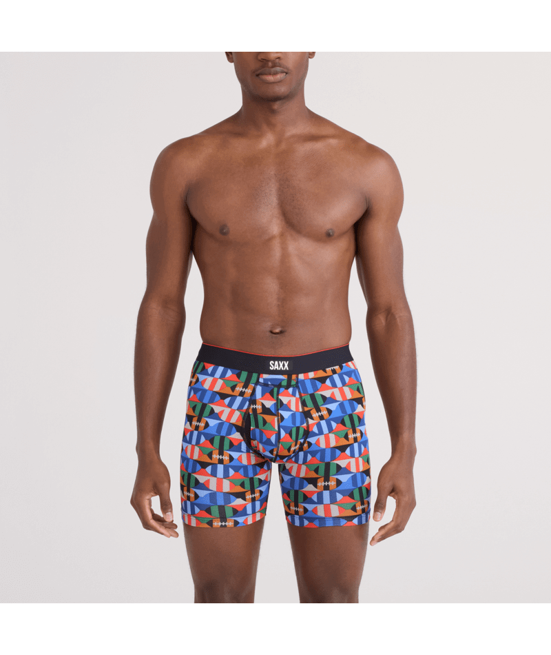 Saxx Multi-Sport Performance Mesh Boxer Brief 6" - Gridiron Check, Multi