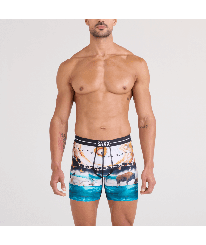 Saxx Underwear Volt Breathable Mesh Boxer Brief 6" - Great Migration, Multi