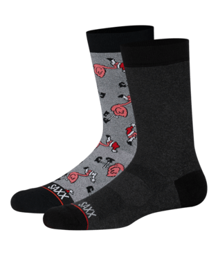 Saxx Men’s Performance Crew Socks 3 Pack- Black Heather / Flamingo
