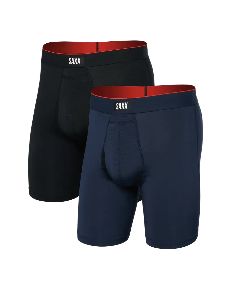 Saxx Underwear 2 Pack Multi-Sport Mesh Performance Long Boxer Brief 8"