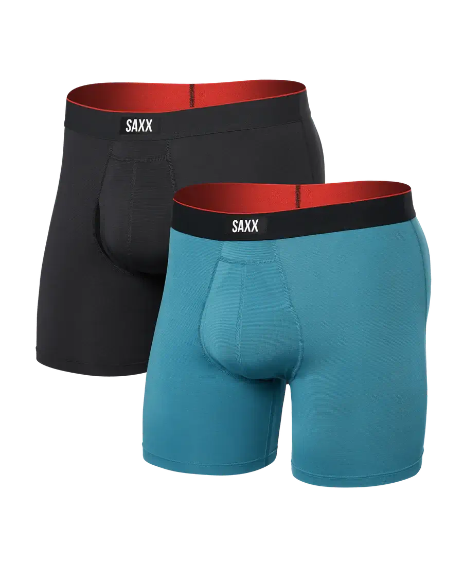 Saxx Underwear - Multi-Sport Performance Boxer Brief 6" - Hydro Blue/Faded Black