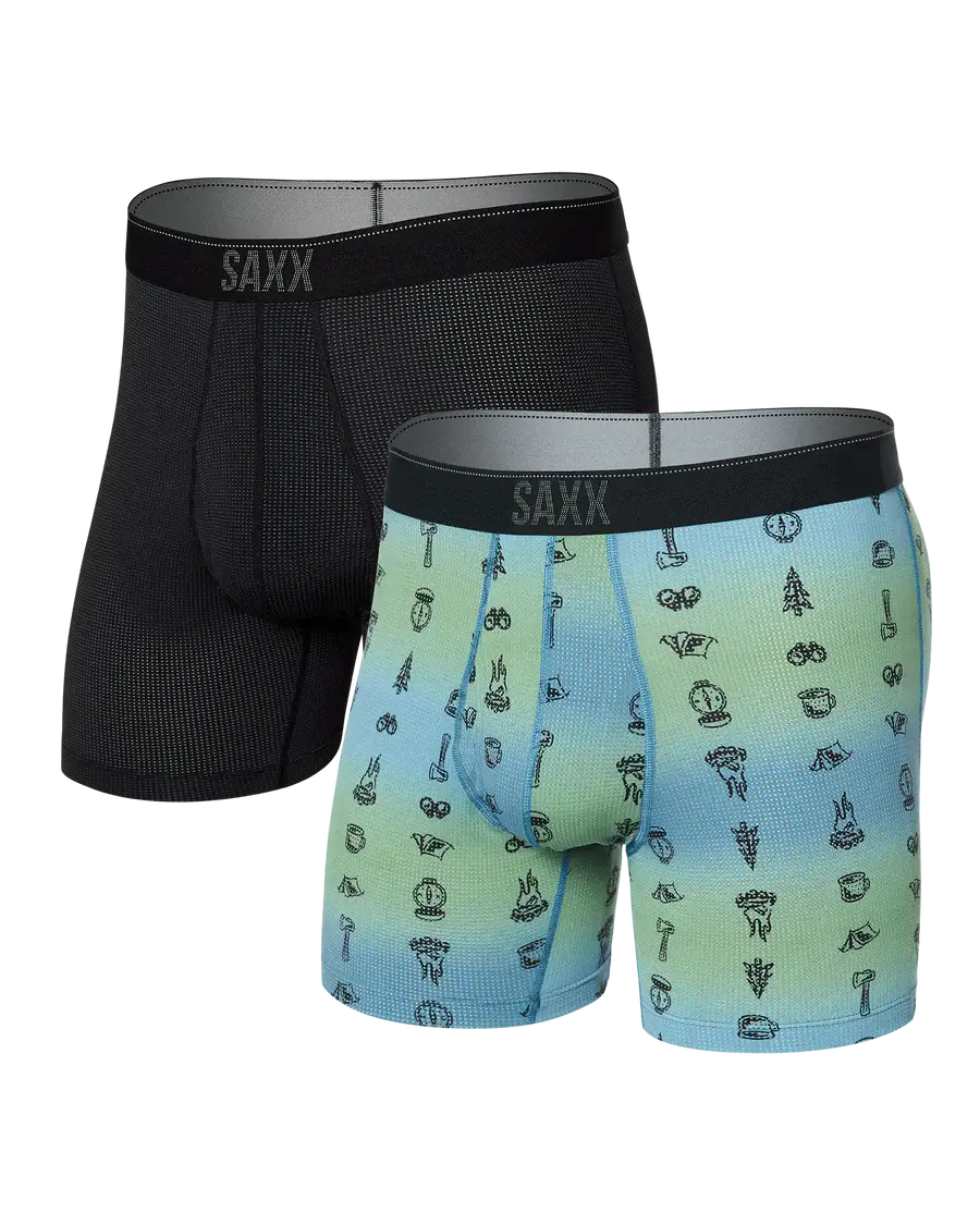 Saxx Quest QDM Boxer Brief Fly 2 Pack - Camp Ombre / Black