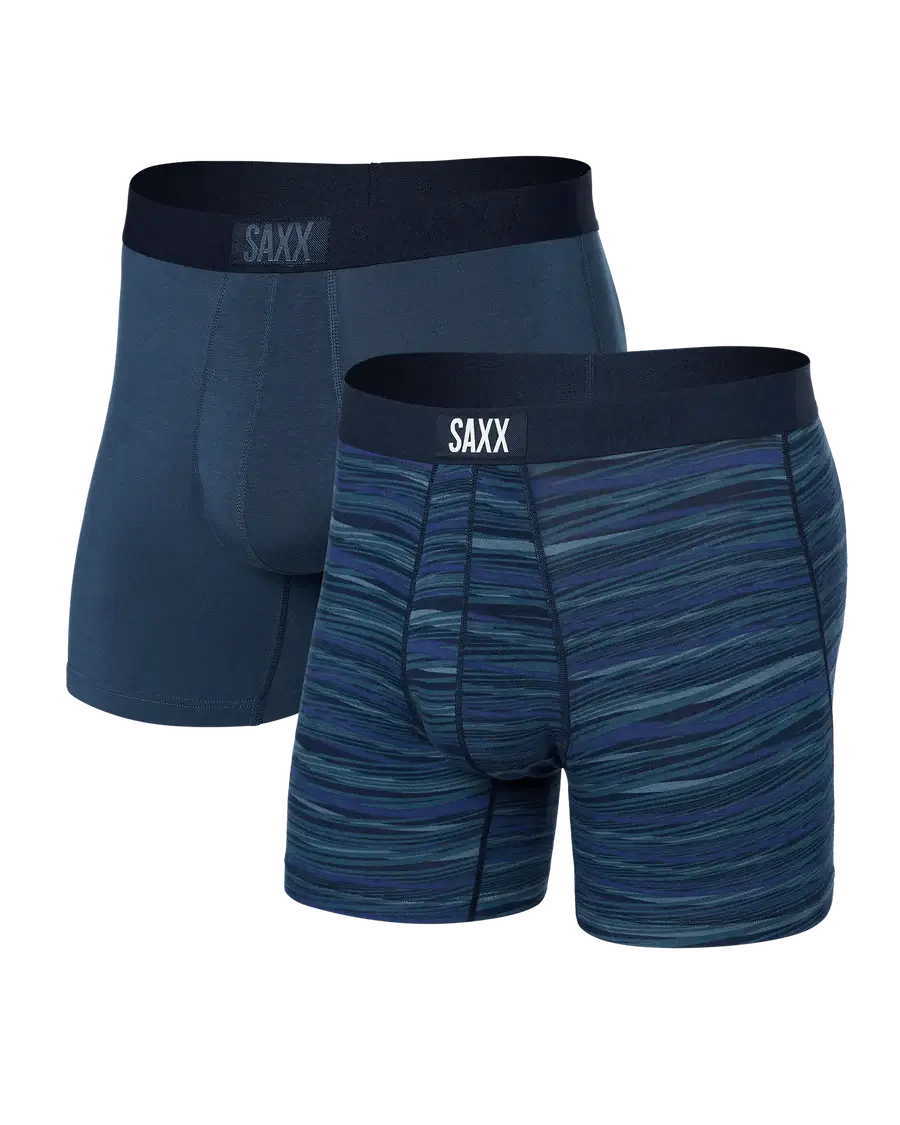 Saxx Underwear Vibe Supersoft 2 Pack Boxer Briefs - Surge Space Dye / Navy
