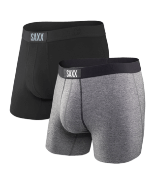 Saxx Underwear Vibe Supersoft 2 Pack Boxer Briefs - Black/Grey