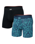 Saxx Underwear Vibe Xtra (2 Pack) Soft Comfort Boxer Brief 6" - Pineapple Brocade/Black