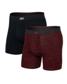 Saxx Underwear Vibe Xtra (2 Pack) Soft Comfort Boxer Brief 6" - Spacedye Stripe/Black
