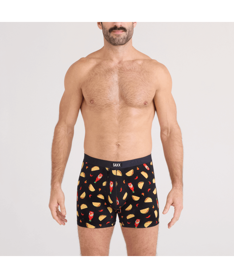 Saxx Underwear Vibe Xtra 2-Pack Soft Comfort Boxer Brief 6" - Flamin Hot / Black